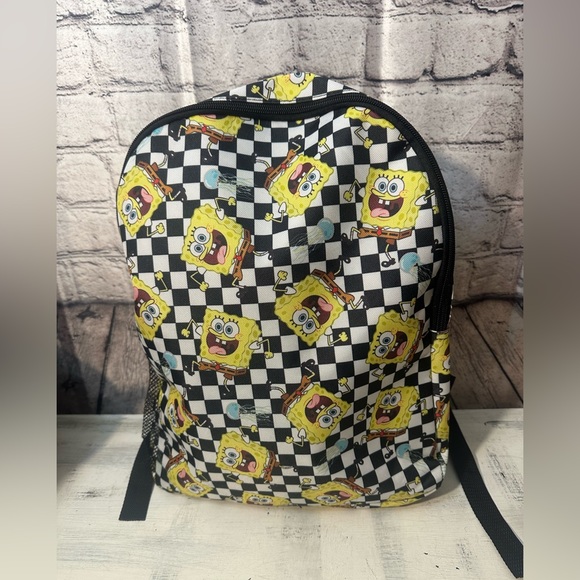 SpongeBob SquarePants jelly fishing black & white backpack new - Picture 1 of 5